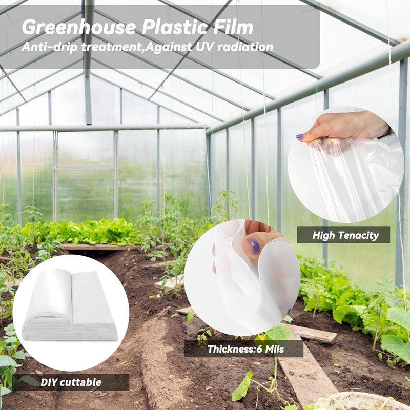 laapee 10' x 26' Greenhouse Plastic Film Sheeting Cover 6 Mil Thickness, Clear Greenhouse Cover Polyethylene Plastic UV Resistant Anti-drip, Anti-Fog for Farms, Agriculture, Garden, Farm Plastic Cover - Image 4